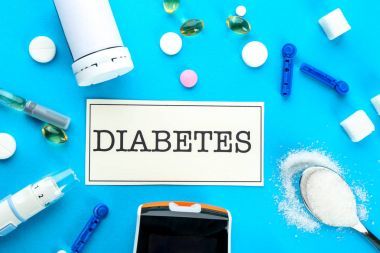 成份中有“糖尿病”字樣藥物和血糖數(shù)字的彩色背景