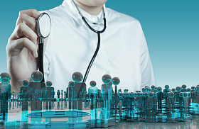 医生用听诊器医疗概念的手