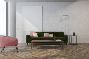 白色客廳, 粉紅色扶手椅圖片