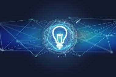 一个灯泡的想法概念图标的未来界面的看法