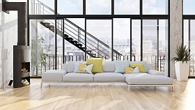 现代明亮的内饰3d 渲染插图