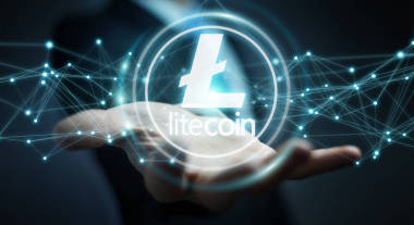 商人使用 litecoins cryptocurrency 3d 渲染