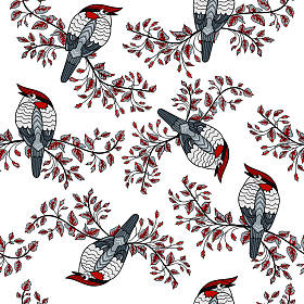 彩色鸟类无缝背景5