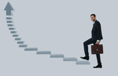 樓梯在白色背景的商人。準(zhǔn)備好您的設(shè)計(jì)