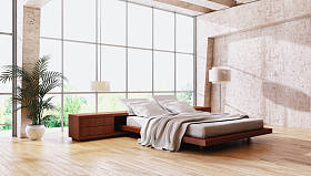 现代明亮的内饰3d 渲染插图