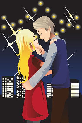 亲吻年轻夫妇
