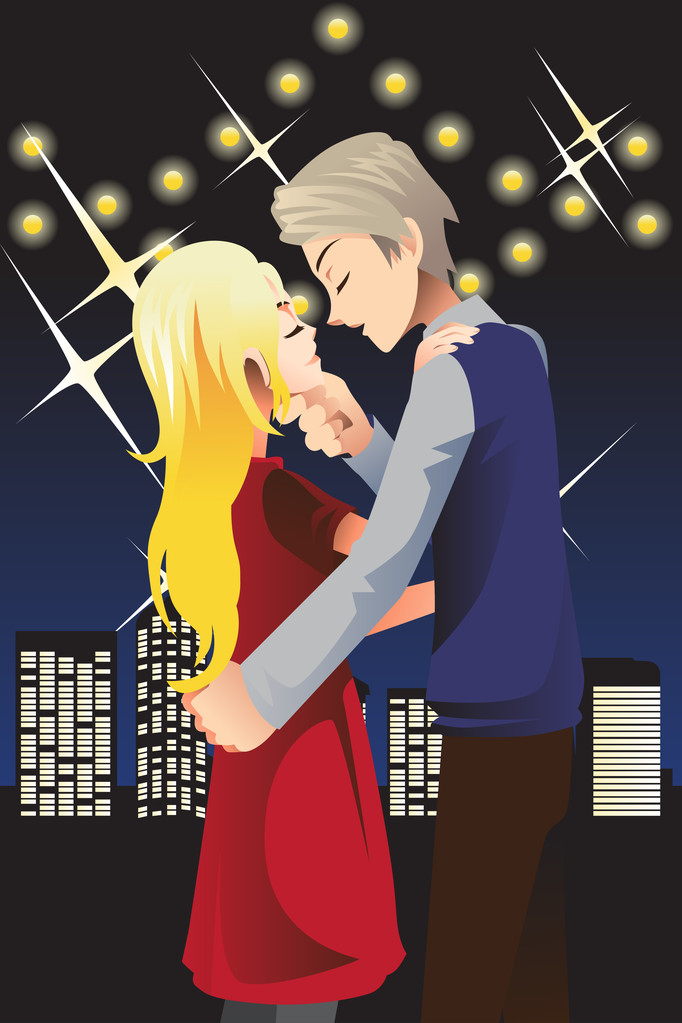 亲吻年轻夫妇