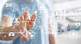 使用数字医疗接口 3d 渲染的商人