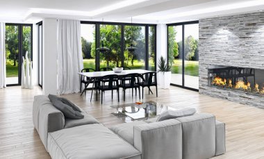 現(xiàn)代明亮的內(nèi)部3D渲染插圖圖片