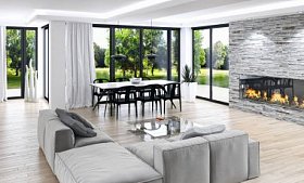 现代明亮的内部3D渲染插图图片