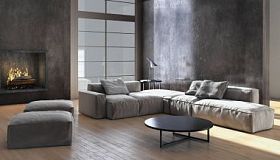 现代明亮的内饰3d 渲染插图