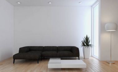 现代明亮的内饰3d 渲染插图