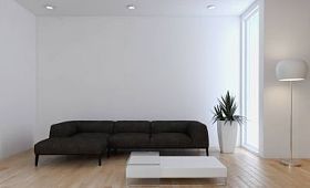 现代明亮的内饰3d 渲染插图