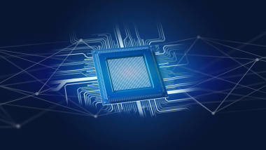 處理器芯片和網(wǎng)絡(luò)連接的視圖-3d 渲染