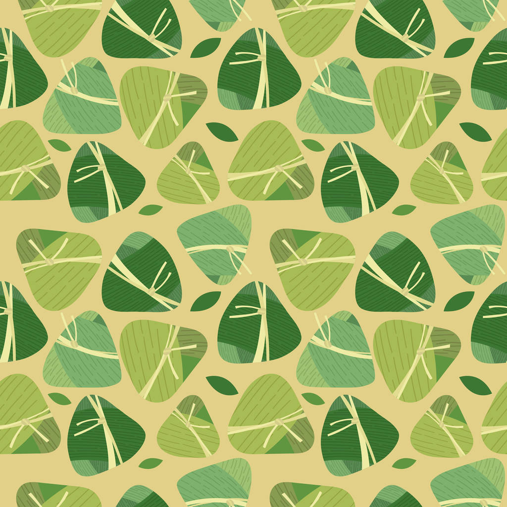 粽子亚洲食品矢量无缝图案图片