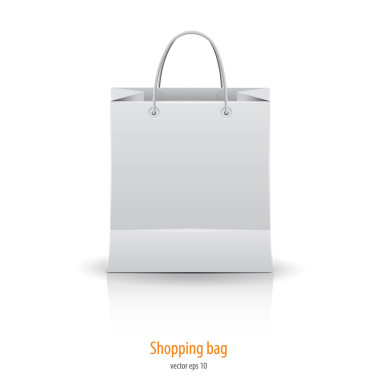 購物紙袋上白色隔離。矢量