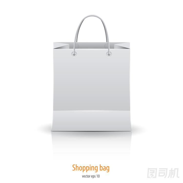 購(gòu)物紙袋上白色隔離。矢量