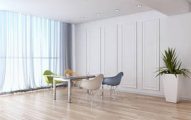 现代明亮的内饰3d 渲染插图