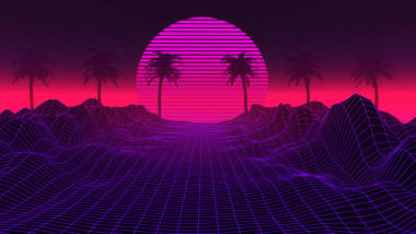 80s Synthwave 和 Retrowave 背景