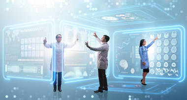 远程诊断检查概念的医生团队照片