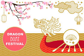 亚洲传统龙舟节。卡片、横幅、海报、封面模板. 