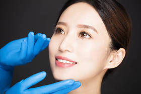 医疗美容概念特写年轻女人脸图片