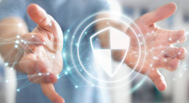 商人使用盾安全保護與連接3d 