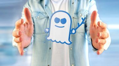 手持網(wǎng)絡連接的幽靈處理器攻擊的人-3d 渲染