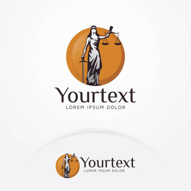 女士律師標(biāo)志。法院徽標(biāo)、律師事務(wù)所、法律服務(wù)、法務(wù)辦公室的司法規(guī)模的例證。矢量徽標(biāo)模板