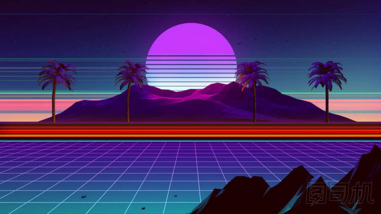 80s Synthwave 和 Retrowave 背景