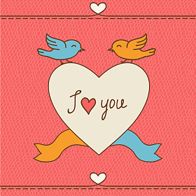 情人节那天爱明信片与手绘涂鸦