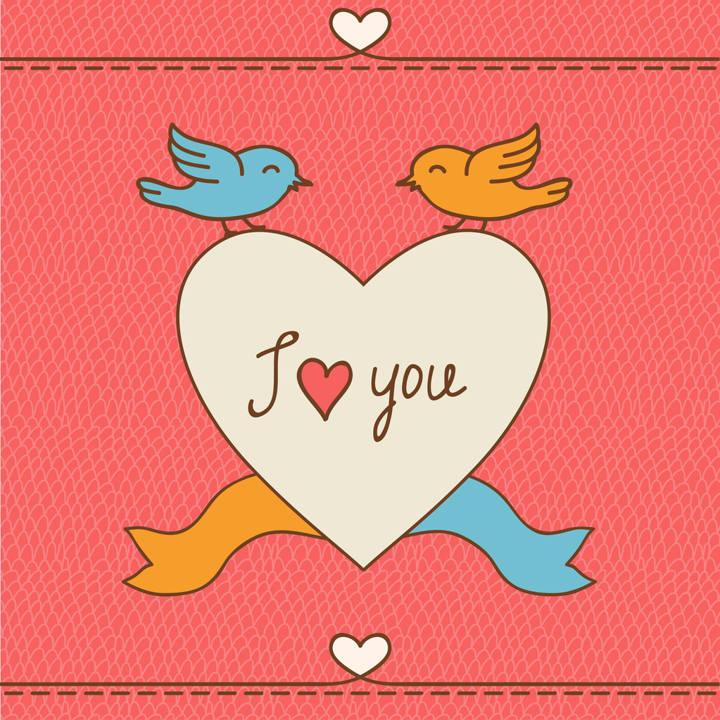 情人节那天爱明信片与手绘涂鸦