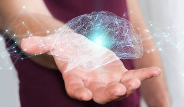 商人使用數(shù)字 x 射線人腦接口 3d renderi