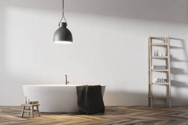 白色浴室內(nèi)飾, 圓形浴缸