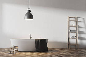 白色浴室内饰, 圆形浴缸