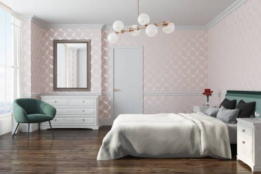 白色花纹卧室, 扶手椅, 侧面视图