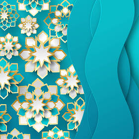 斋月卡与阿拉伯语折纸纸明星贺卡. 