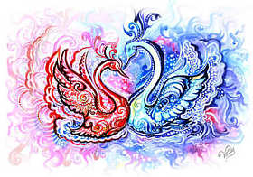 天鹅的抽象, 天鹅的图片, 婚礼图片, 恋人图画, 情人节, 招标印刷品, 一对天鹅, 婚礼, 夫妻, 天鹅童话, 爱情传奇