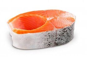 牛排新鲜鲑鱼在白色背景下分离