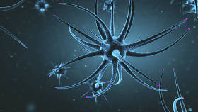 神经元发送脉冲电脉冲和相互通信。神经疾病、肿瘤和脑外科的概念