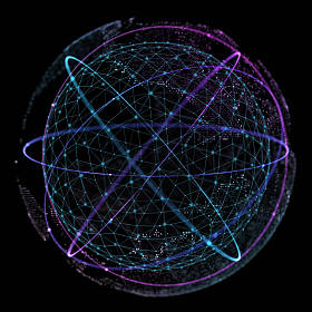 点和曲线构造的球面线框, 技术意义抽象3d 插图