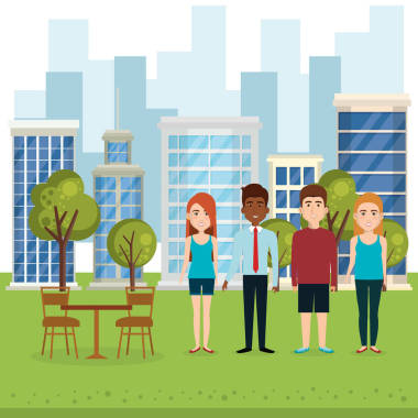 公園里的一群人