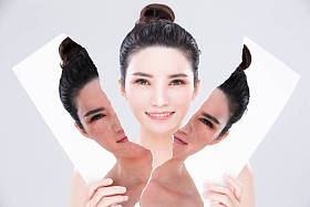 妇女前后灰色背景图片
