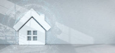 智能家居中的內(nèi)部連接 3d 渲染與圖標(biāo)