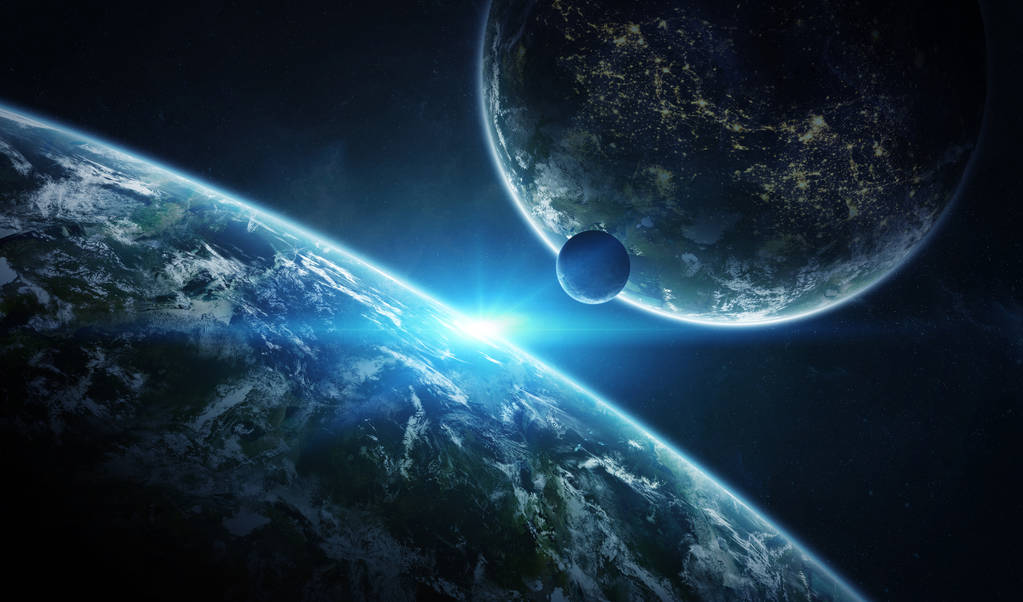 带外行星的远距离行星系统3d 渲染 elem