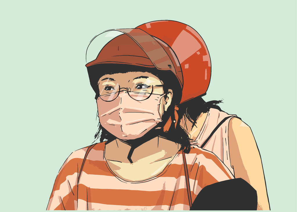 女孩骑摩托车的孤立例证, 摩托车用面罩, 头盔和眼镜 女孩骑摩托车的孤立例证, 摩托车用面罩, 头盔和眼镜