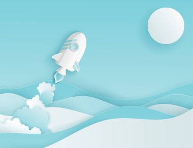 航天飞机的纸艺术发射到天空。蓝天, 太阳, pap