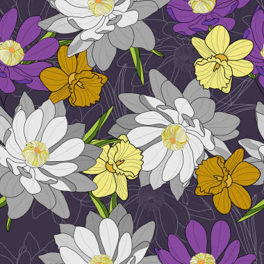 花卉無(wú)縫圖案, 春季花卉背景