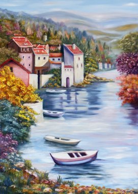 原始油畫(huà)畫(huà)布-蓮花沼澤景觀上