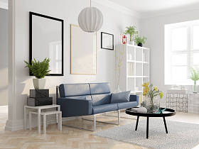 斯堪的纳维亚风格室内设计3d 渲染